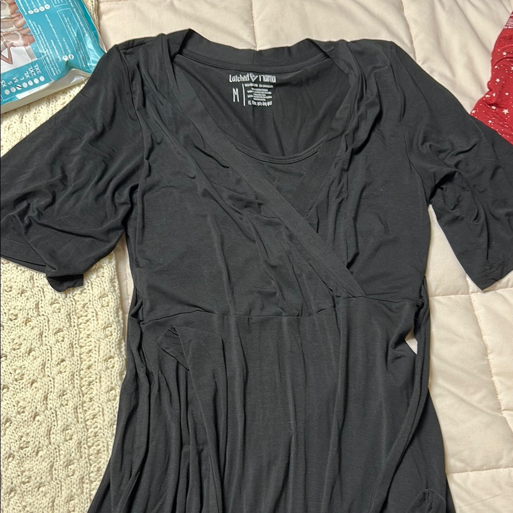 Latched Mama Women's Black Wrap Dress